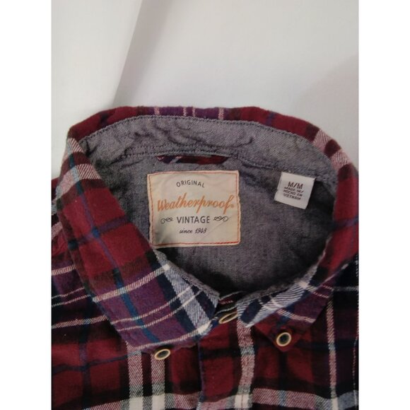 Mens Weatherproof Red.plaid Button Down Shirt Size M Medium Long Sleeve - Picture 2 of 3